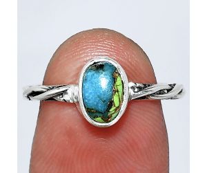 Blue Turquoise In Green Mohave Ring size-6 SDR242191 R-1213, 5x7 mm