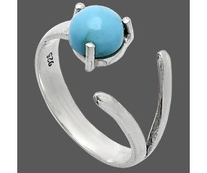 Adjustable - Sleeping Beauty Turquoise Ring size-5 SDR242252 R-1176, 6x6 mm