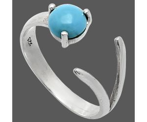 Adjustable - Sleeping Beauty Turquoise Ring size-7 SDR242254 R-1176, 6x6 mm
