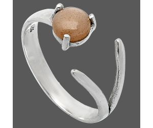 Adjustable - Peach Moonstone Ring size-7 SDR242266 R-1176, 6x6 mm