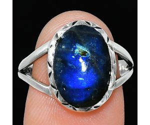 Blue Fire Labradorite Ring size-8.5 SDR242326 R-1074, 10x14 mm
