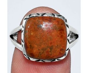 Red Moss Agate Ring size-8.5 SDR242349 R-1074, 12x12 mm