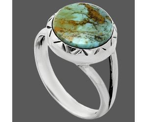 Natural Turquoise Morenci Mine Ring size-7.5 SDR242352 R-1074, 11x11 mm