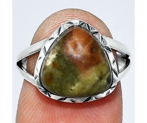 Rhyolite - Rainforest Jasper Ring size-7 SDR242379 R-1074, 11x11 mm