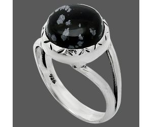 Snow Flake Obsidian Ring size-7.5 SDR242381 R-1074, 11x11 mm