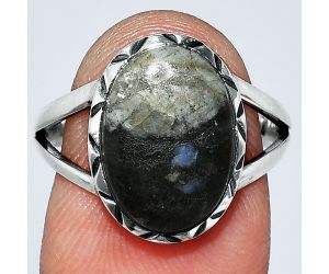 Llanite Blue Opal Crystal Sphere Ring size-8 SDR242386 R-1074, 10x14 mm