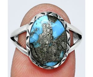 Kingman Turquoise With Pyrite Ring size-8 SDR242391 R-1074, 10x14 mm