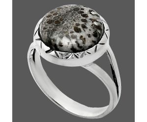 Stingray Coral Ring size-9 SDR242433 R-1074, 13x13 mm