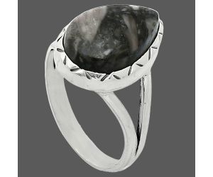 Mexican Cabbing Fossil Ring size-8.5 SDR242459 R-1074, 11x16 mm