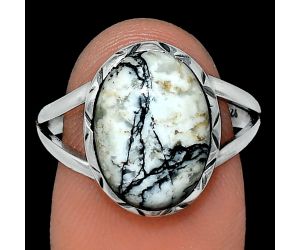 Authentic White Buffalo Turquoise Nevada Ring size-8.5 SDR242468 R-1074, 10x14 mm