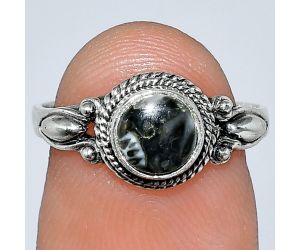 Mexican Cabbing Fossil Ring size-6.5 SDR242503 R-1345, 6x6 mm