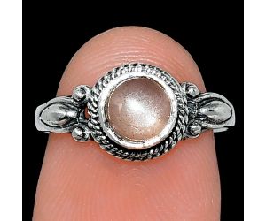 Peach Moonstone Ring size-7 SDR242506 R-1345, 6x6 mm