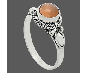 Peach Moonstone Ring size-7 SDR242506 R-1345, 6x6 mm
