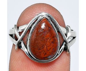 Red Moss Agate Ring size-7.5 SDR242562 R-1054, 8x12 mm