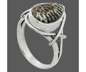Stingray Coral Ring size-8 SDR242564 R-1054, 9x13 mm