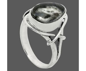 Mexican Cabbing Fossil Ring size-8 SDR242581 R-1054, 9x14 mm