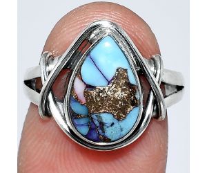 Kingman Pink Dahlia Turquoise Ring size-7 SDR242586 R-1054, 8x12 mm
