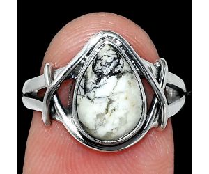 Authentic White Buffalo Turquoise Nevada Ring size-7 SDR242600 R-1054, 8x11 mm