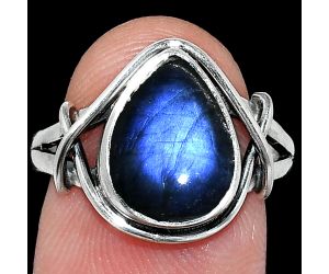 Blue Fire Labradorite Ring size-8 SDR242604 R-1054, 9x12 mm
