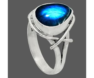 Blue Fire Labradorite Ring size-8 SDR242604 R-1054, 9x12 mm