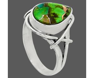 Copper Green Turquoise Ring size-8 SDR242606 R-1054, 9x13 mm