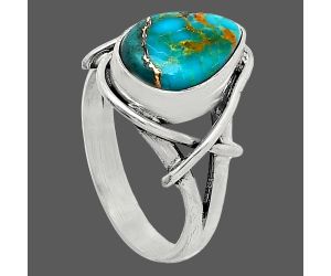Natural Rare Turquoise Nevada Aztec Mt Ring size-7 SDR242614 R-1054, 8x12 mm