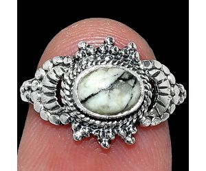 Authentic White Buffalo Turquoise Nevada Ring size-6 SDR242667 R-1726, 7x5 mm