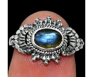 Blue Fire Labradorite Ring size-7 SDR242685 R-1726, 7x5 mm