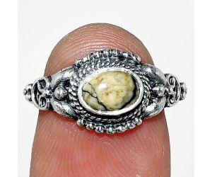 Authentic White Buffalo Turquoise Nevada Ring size-7 SDR242759 R-1286, 7x5 mm