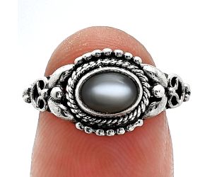 Gray Moonstone Ring size-7 SDR242765 R-1286, 7x5 mm