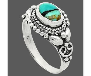 Lucky Charm Tibetan Turquoise Ring size-5 SDR242787 R-1286, 7x5 mm