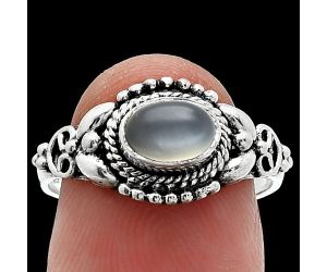 Gray Moonstone Ring size-8 SDR242809 R-1286, 7x5 mm