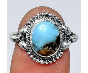 Shell In Black Blue Turquoise Ring size-8.5 SDR242879 R-1286, 8x10 mm