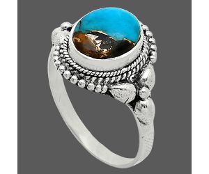 Shell In Black Blue Turquoise Ring size-8.5 SDR242879 R-1286, 8x10 mm