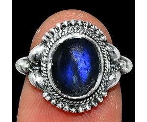 Blue Fire Labradorite Ring size-5 SDR242914 R-1286, 8x10 mm