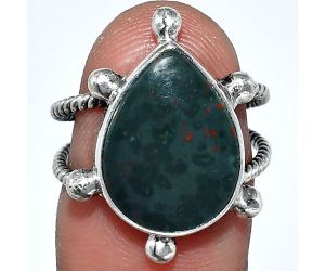 Blood Stone Ring size-7 SDR242935 R-1268, 12x16 mm