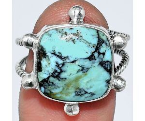 Lucky Charm Tibetan Turquoise Ring size-8 SDR242972 R-1268, 14x14 mm