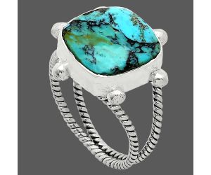 Lucky Charm Tibetan Turquoise Ring size-8 SDR242972 R-1268, 14x14 mm