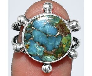 Blue Turquoise In Green Mohave Ring size-7 SDR242974 R-1268, 13x13 mm