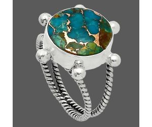 Blue Turquoise In Green Mohave Ring size-7 SDR242974 R-1268, 13x13 mm