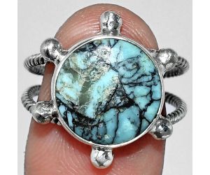 Lucky Charm Tibetan Turquoise Ring size-8 SDR242991 R-1268, 13x13 mm