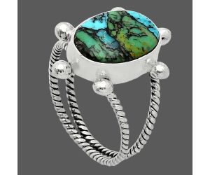 Lucky Charm Tibetan Turquoise Ring size-9 SDR242992 R-1268, 11x14 mm
