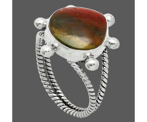 Blood Stone Ring size-9 SDR242995 R-1268, 13x13 mm