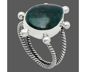 Blood Stone Ring size-7.5 SDR243003 R-1268, 12x16 mm