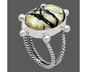 Authentic White Buffalo Turquoise Nevada Ring size-8 SDR243012 R-1268, 12x17 mm