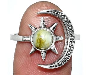 Adjustable Star Moon - Natural Serpentine Ring size-8.5 SDR243019 R-1015, 6x6 mm