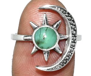 Adjustable Star Moon - Natural Rare Turquoise Nevada Aztec Mt Ring size-6.5 SDR243022 R-1015, 6x6 mm