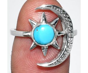 Adjustable Star Moon - Sleeping Beauty Turquoise Ring size-7 SDR243029 R-1015, 6x6 mm