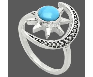 Adjustable Star Moon - Sleeping Beauty Turquoise Ring size-7 SDR243029 R-1015, 6x6 mm