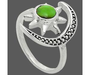 Adjustable Star Moon - Green Mohave Turquoise Ring size-7 SDR243030 R-1015, 6x6 mm